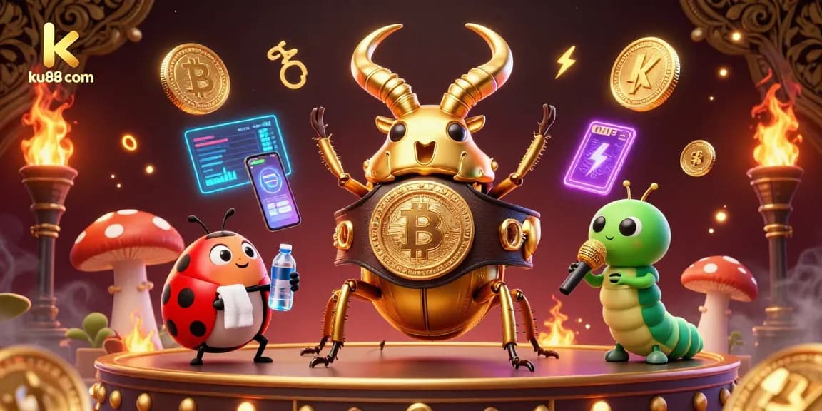 Bet and win with ku88 com in a vibrant casino showdown featuring a boxing stag beetle.