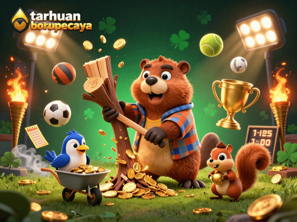 Experience taruhan bola terpercaya with competitive odds and live betting options in this vibrant illustration.