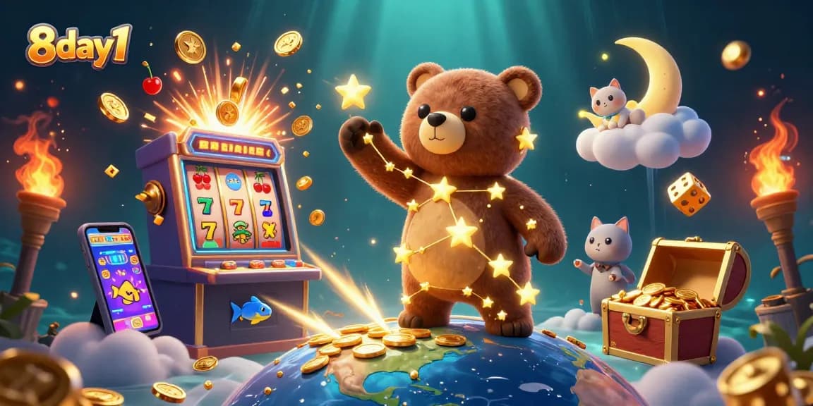 Experience thrilling wins at 8day1's vibrant casino scene, showcasing dynamic games and glittering rewards.