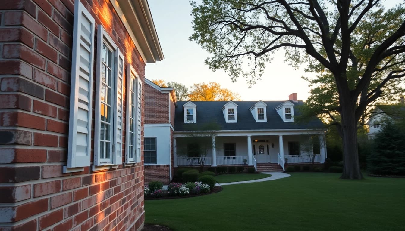 Showcasing a colonial addition design featuring elegant brickwork and lush garden.