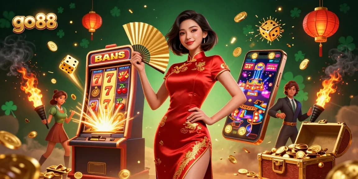 Play exciting games with go 88 in a vibrant casino scene filled with luck and wealth.