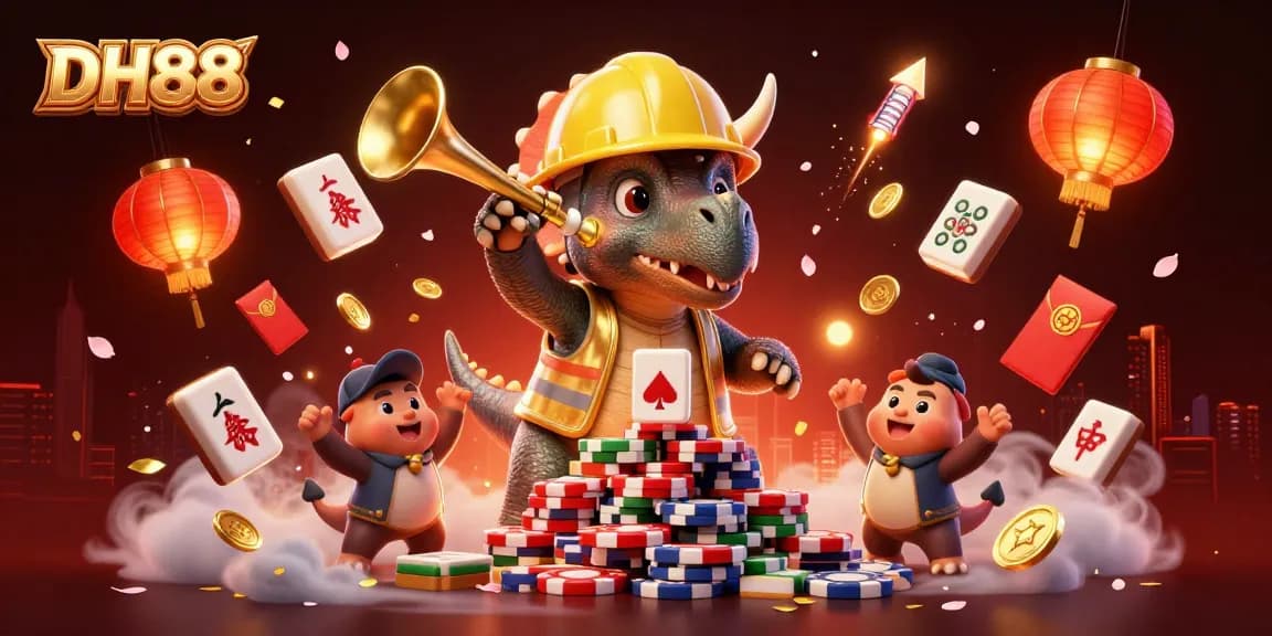 DH88 players cheer for big wins amidst vibrant casino celebration scene