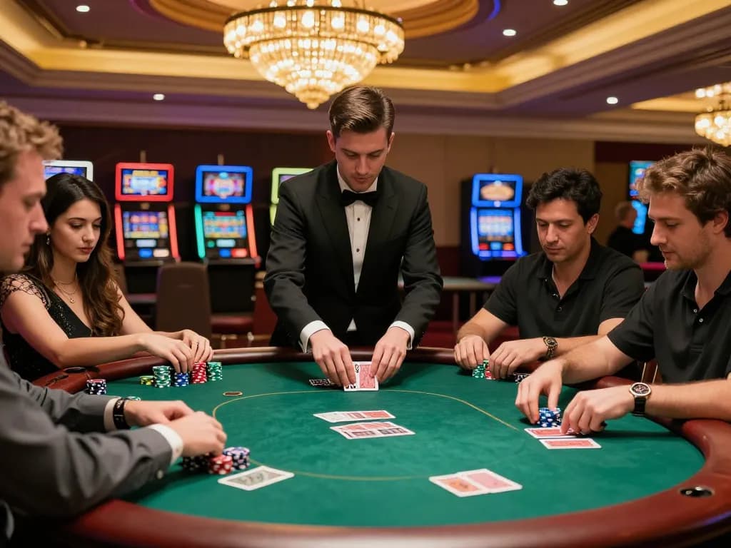 Players engaged in an intense SC 88 poker game with colorful chips and dealer action.