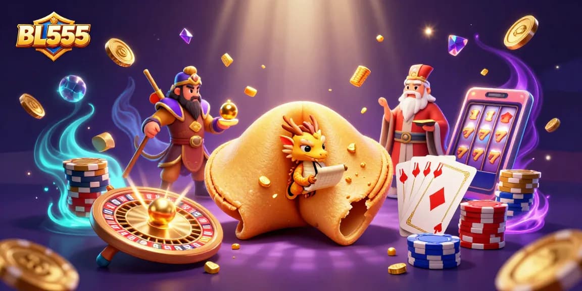 Experience thrilling wins at BL555 with golden coins and joyful casino characters.