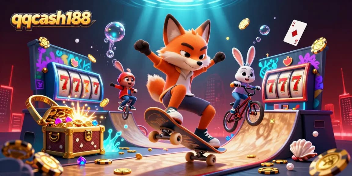 Experience thrilling gameplay at qqcash188 with vibrant casino graphics and dynamic characters.