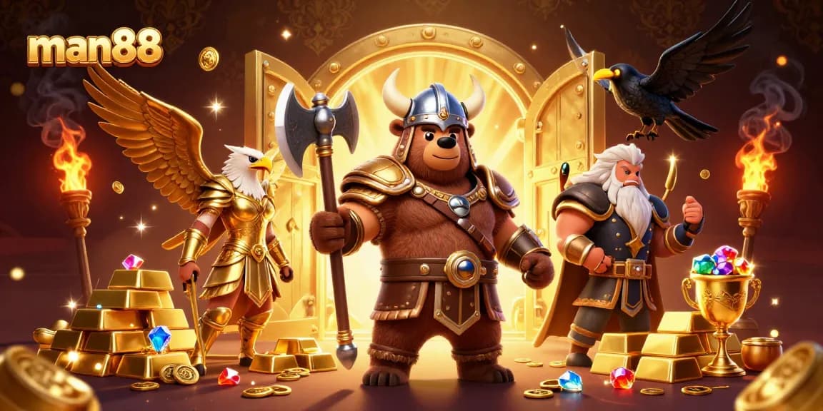 Spin to win at man88 with Vikings and treasures in a vibrant casino adventure!