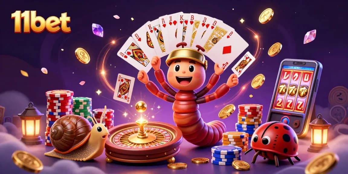 Join the excitement at 11bet with unique casino characters and vibrant gaming elements!