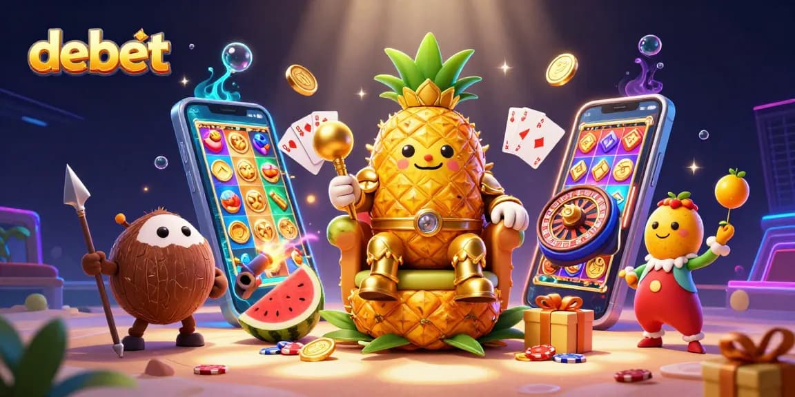 Experience vibrant gaming action with debet's animated characters and exciting casino elements.