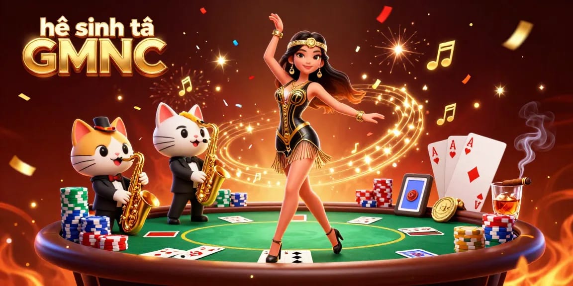 Experience the excitement of the casino atmosphere in the vibrant illustration showcasing hệ sinh thái GMNC.