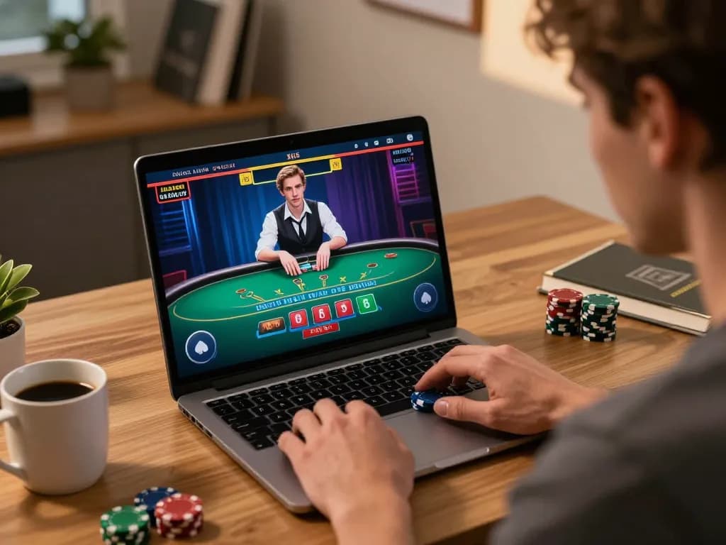 Engaged player strategizing in a live dealer blackjack game on 88betcom, showcasing a thrilling gaming experience.