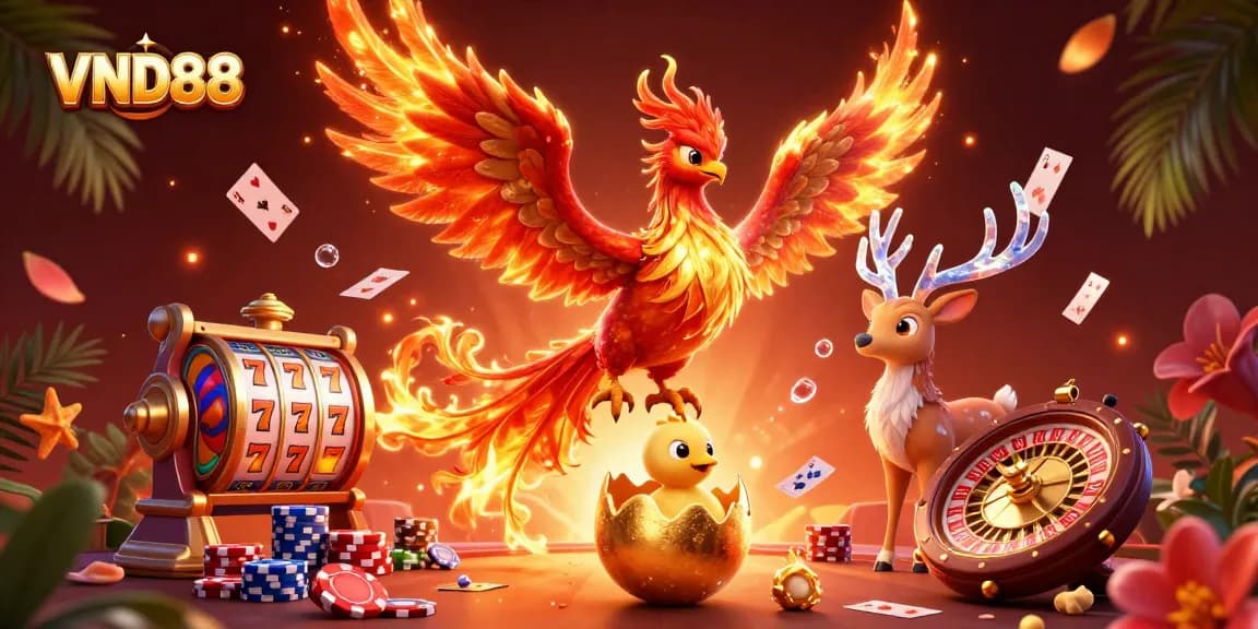 VND88 delivers thrilling casino experiences with vibrant phoenix and gaming elements.