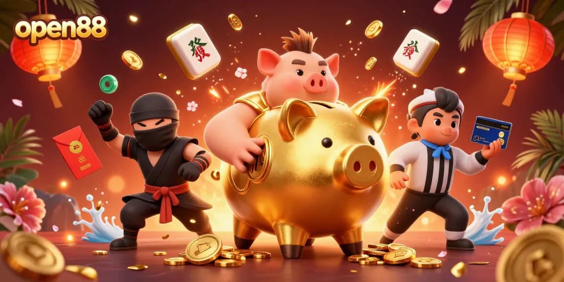 Experience thrilling gameplay featuring open88's dynamic characters and engaging casino elements in this vibrant scene.