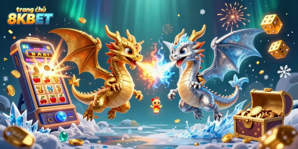 Experience gaming excitement at trang chủ 8KBET with vibrant dragons and slot machines bursting with rewards!