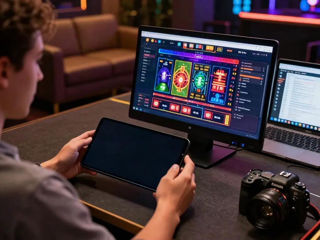 Engaged player at red88 online casino, exploring vibrant gaming interface and mobile betting options.