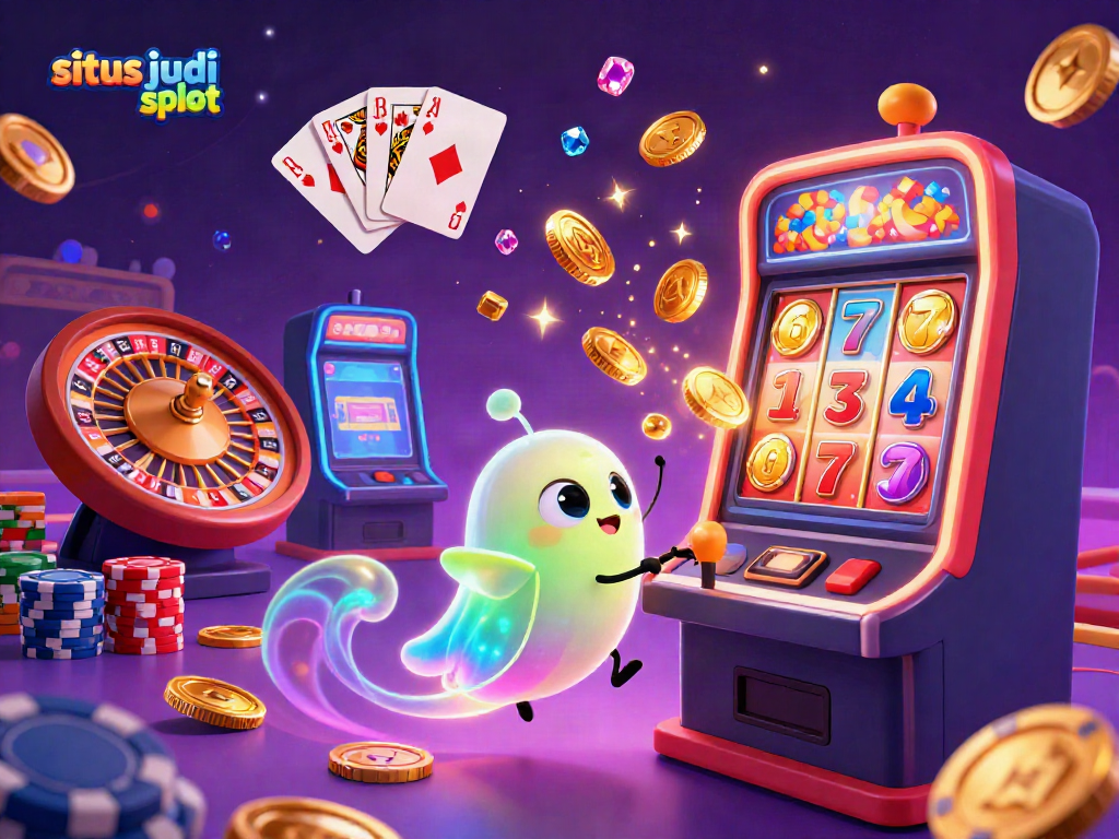 Menangkan jackpot di situs judi slot dengan slot mesin cemerlang dan karakter lucu dalam suasana kasino.