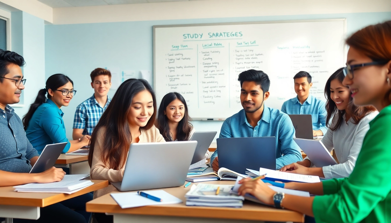 Focused toefl test takers for hire studying in a modern classroom setting