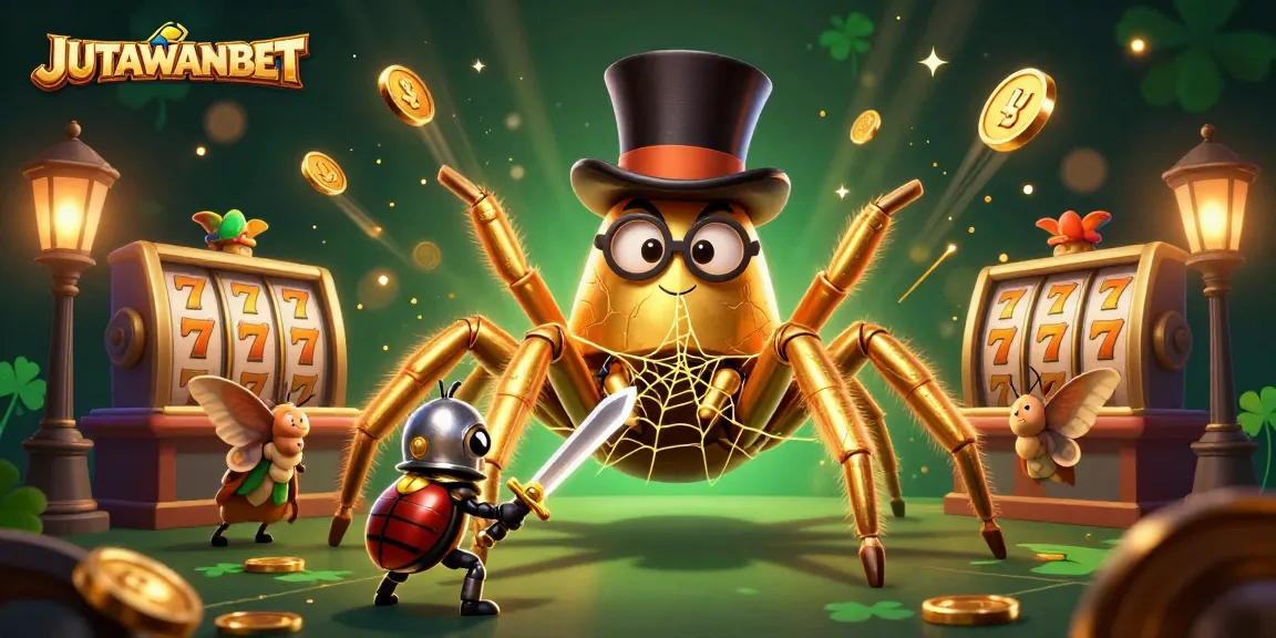 Experience thrilling slot wins with JUTAWANBET's golden tarantula and knight in a dynamic casino showdown.