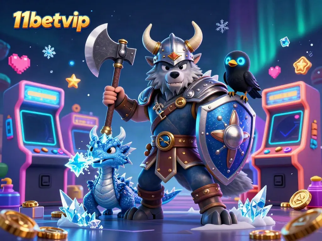 Experience thrilling gaming adventures at 11betvip with heroic Viking warriors and colorful casino elements.