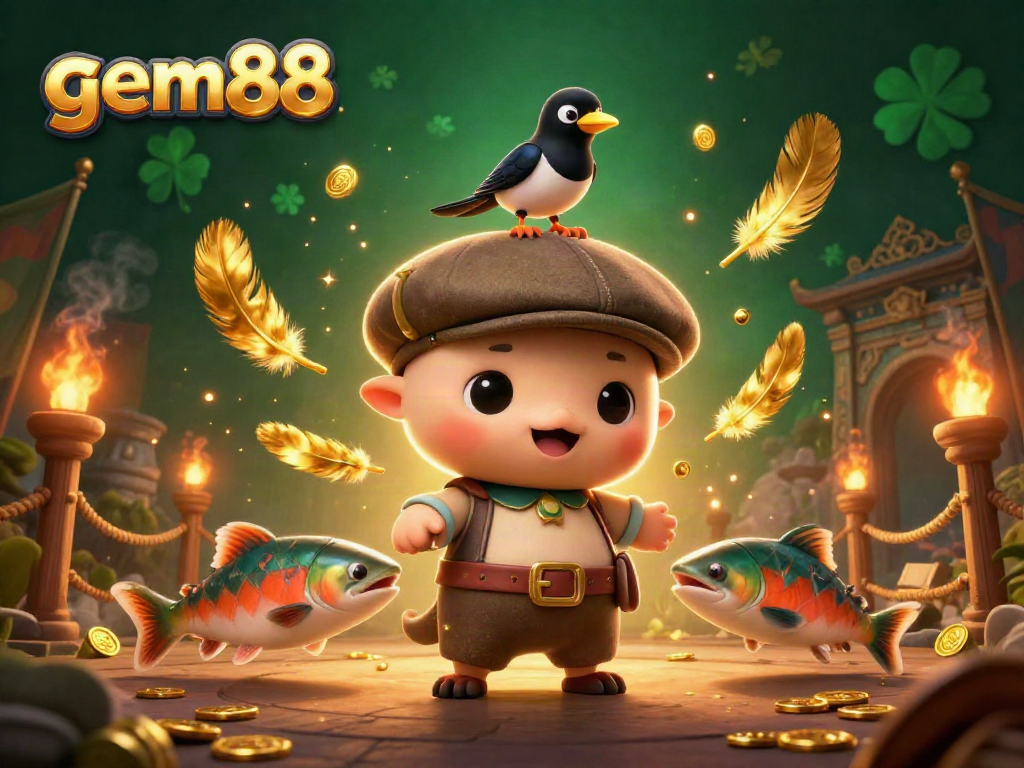 Experience exciting gameplay at gem88 with adorable characters and vibrant casino elements.