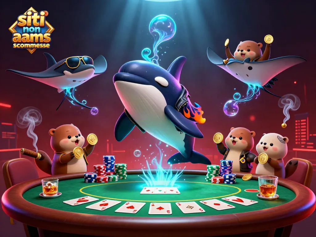 Siti non aams scommesse: orca in giacca di pelle, razza in occhiali, e otter d'oro in un'avventura di casinò.