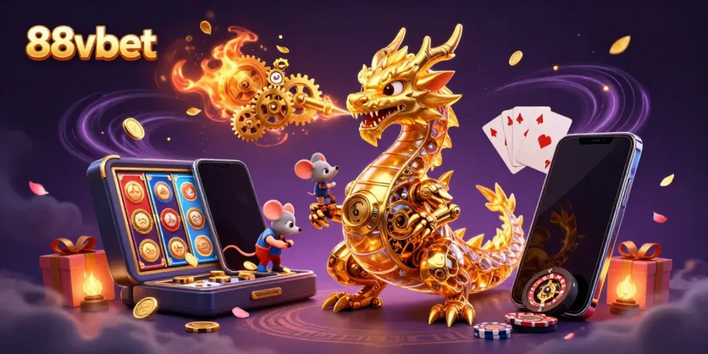 Bet on thrilling games and win big with 88vbet in a vibrant casino scene featuring dynamic 3D characters.