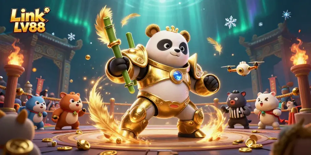 Experience thrilling action in Link LV88's casino arena with animated characters and vibrant game elements