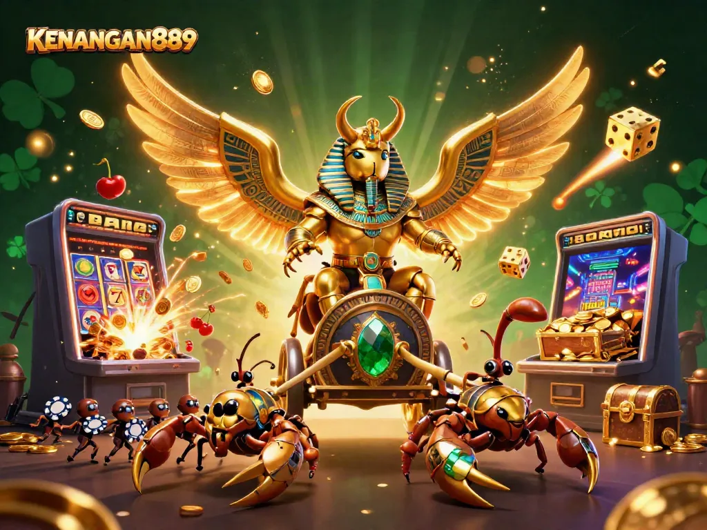 Experience thrilling wins with KENANGAN889's slot games in a vibrant 3D illustration.