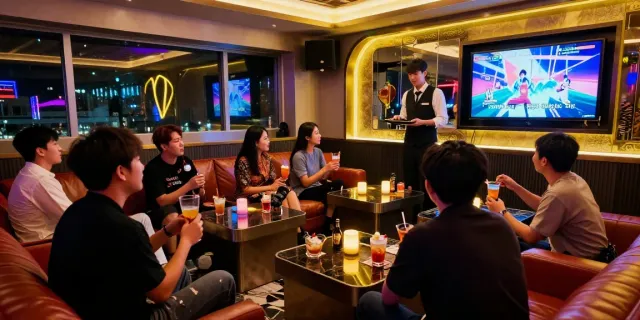 강남달토의 고급 가라오케에서 친구들과 함께 즐기는 모습