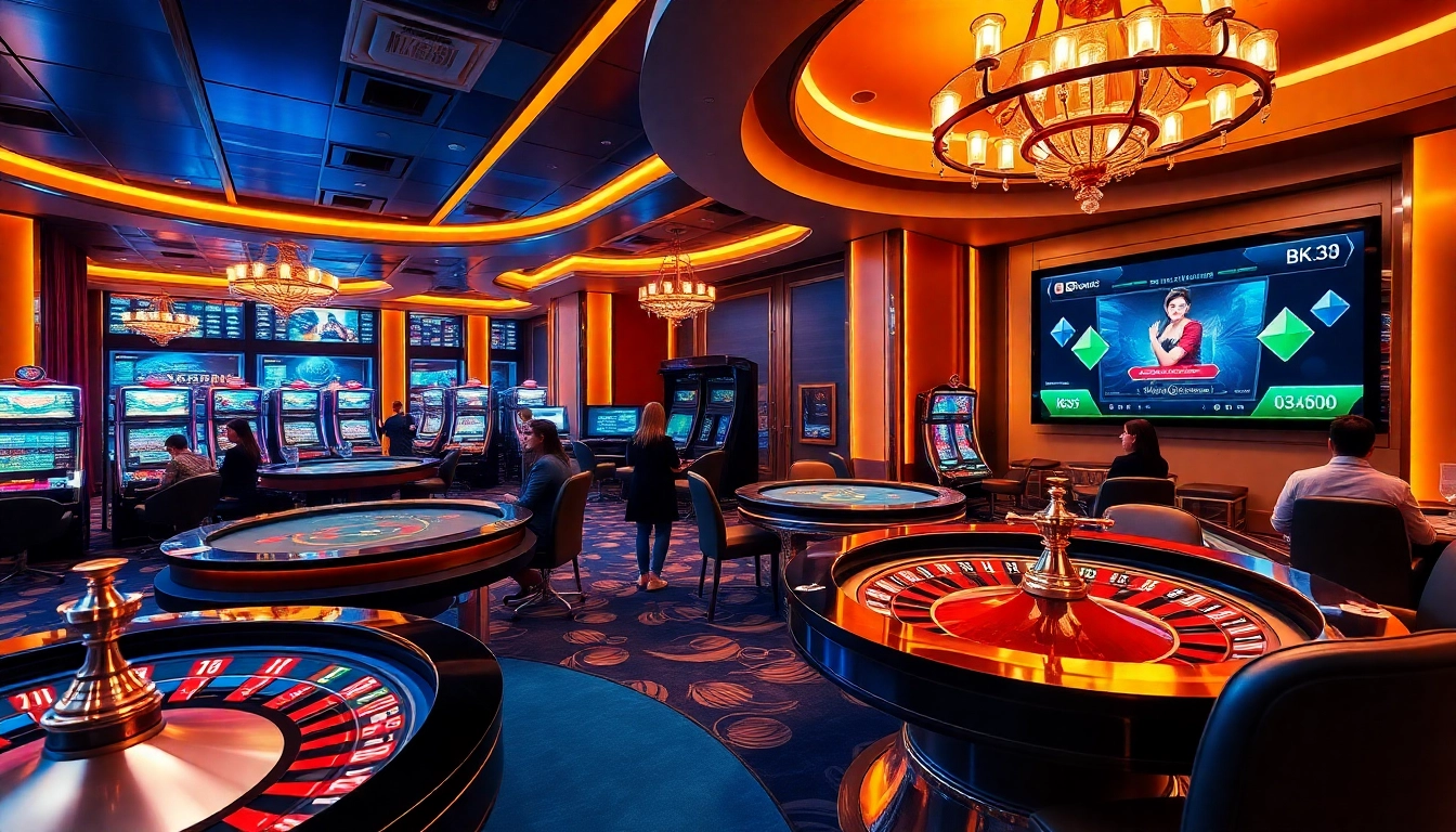 Players experiencing the thrill of bk33, an online gaming platform showcasing vibrant casino elements.