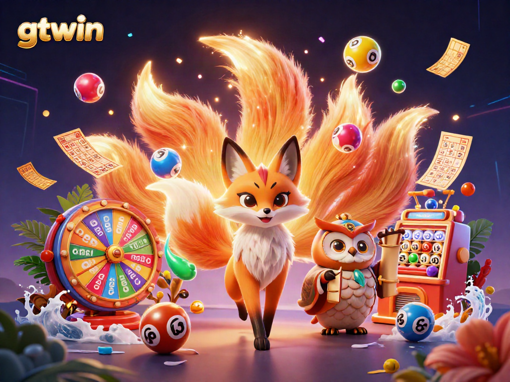 Engage with GTWIN's colorful casino universe featuring vibrant characters, prize wheels, and dynamic fun.