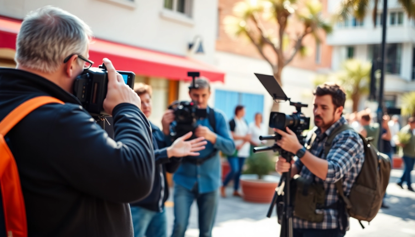 Engaging video production scene showcasing a director and crew capturing dynamic content.