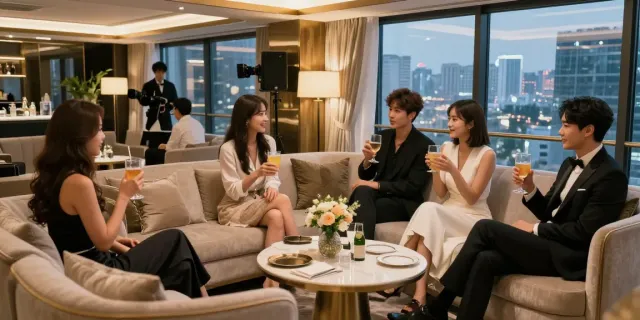강남구구단 쩜오에서 친구들과 대화를 나누는 화려한 분위기의 독립 룸