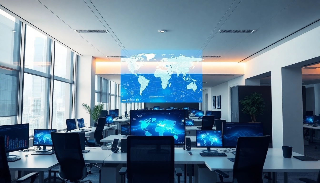 快连下载 enables seamless global network access in a modern office setting.