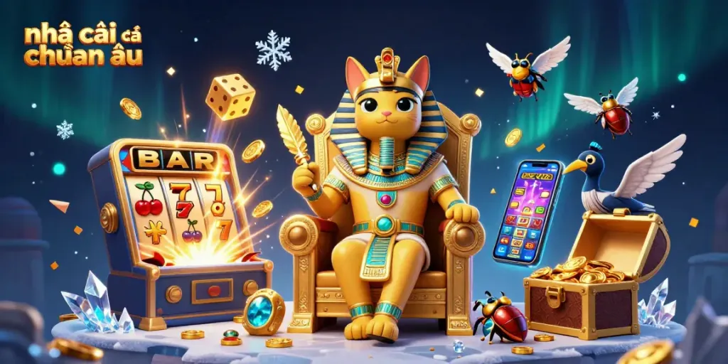 Nhà cái đến từ châu Âu thể hiện pha trò chơi casino với nhân vật và trò chơi hấp dẫn