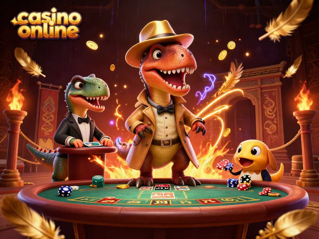 El casino online ofrece emoción con un velocirraptor astuto y acciones vibrantes en una mesa de blackjack.