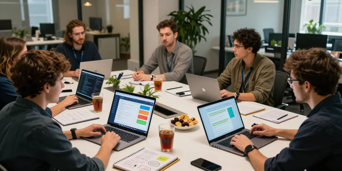 Engaged team discussing features of Telegram Web Version in a modern workspace