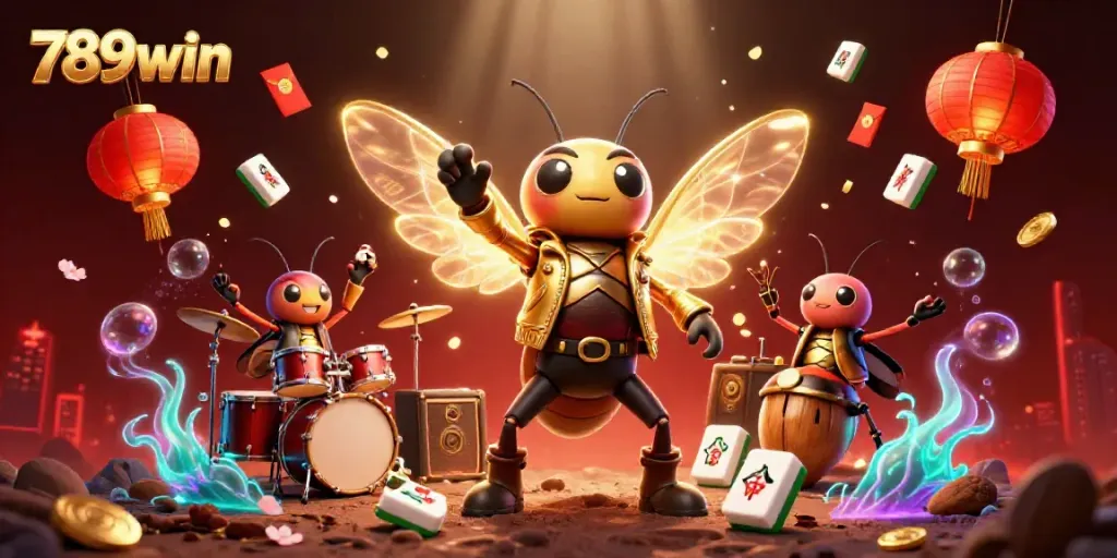 Experience thrilling gameplay with 789win, showcasing a festive casino scene filled with joy and excitement.