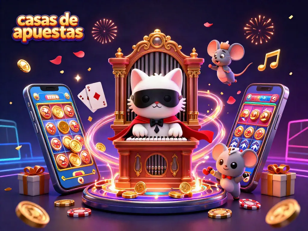 Juega en casas de apuestas mientras disfrutas de una ilustración 3D de un casino vibrante.
