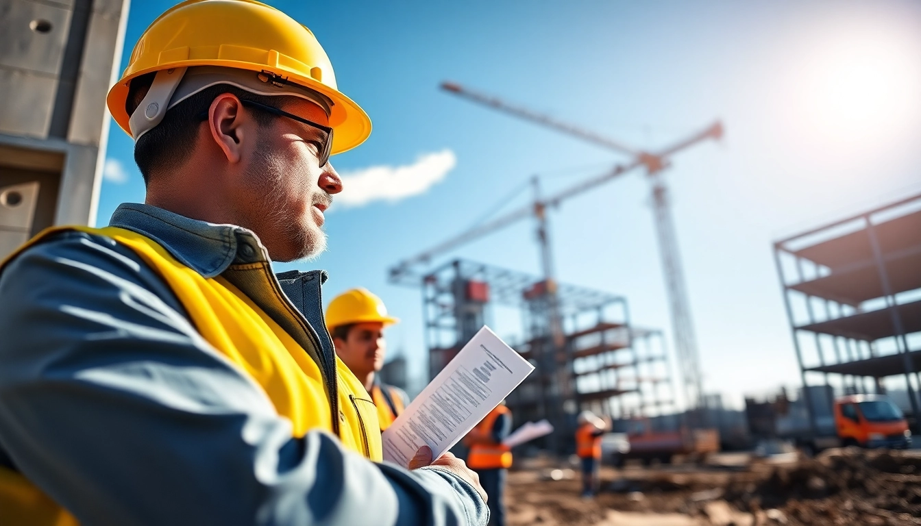 New Jersey Commercial General Contractor supervising a bustling construction project with workers.