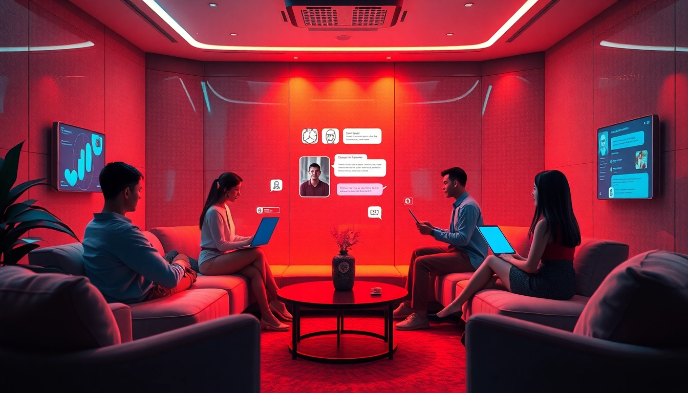 Engaging chat room experience with AI characters in porn chat ai context, highlighting comfort and warmth.