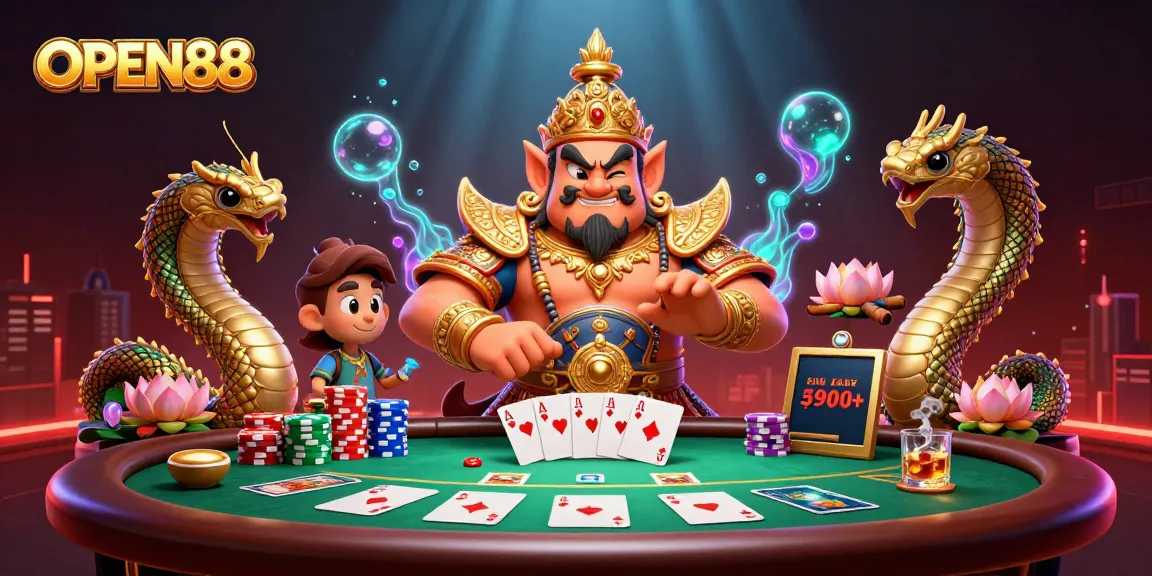 Experience the thrilling world of OPEN88 with vibrant gaming elements in a dynamic scene.