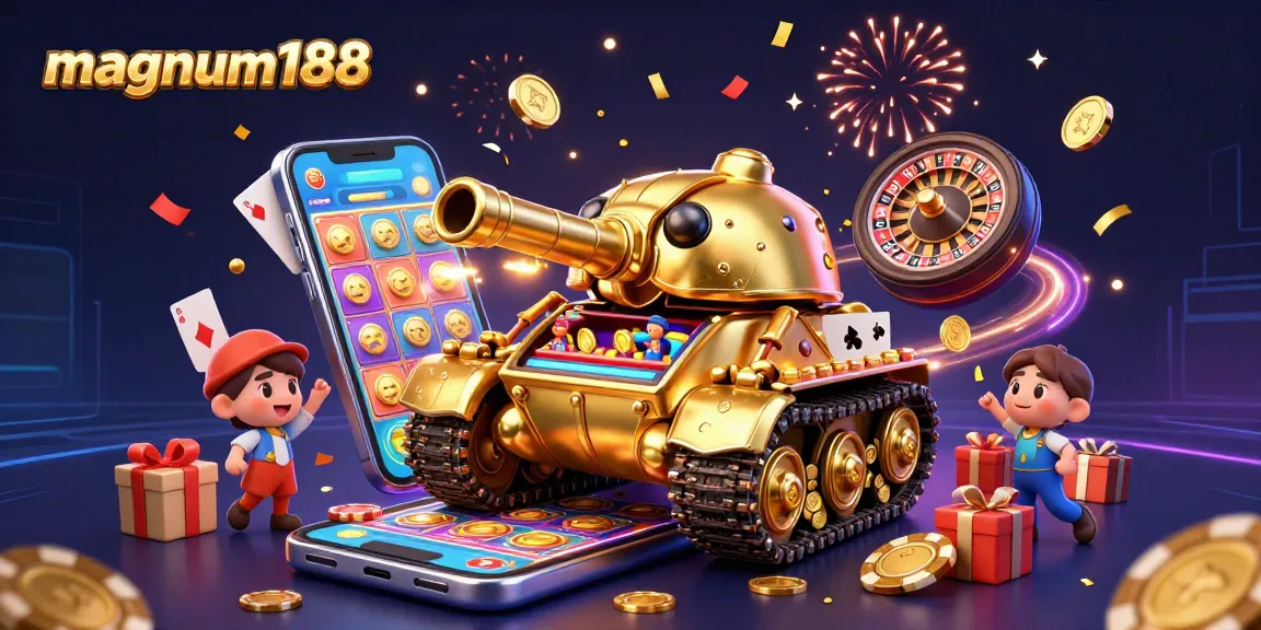 Spin the reels and win big at magnum188 with engaging gaming action in a vibrant, dynamic casino scene.