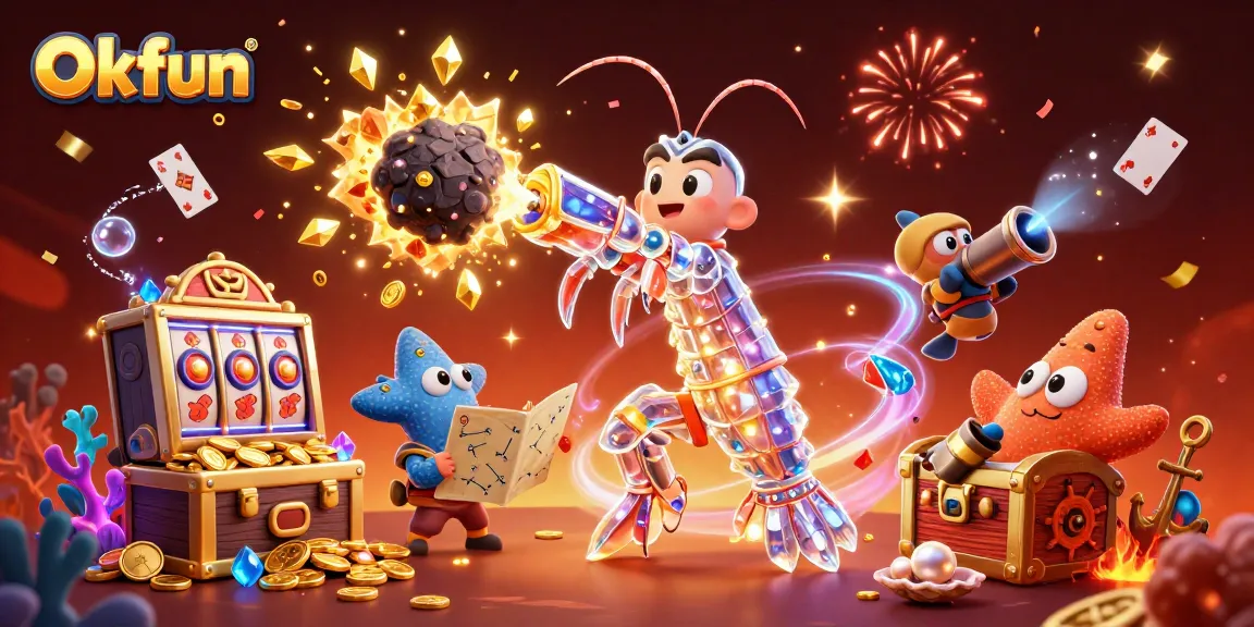 Engage in winning strategies with the Okfun galactic samurai at a vibrant casino scene.