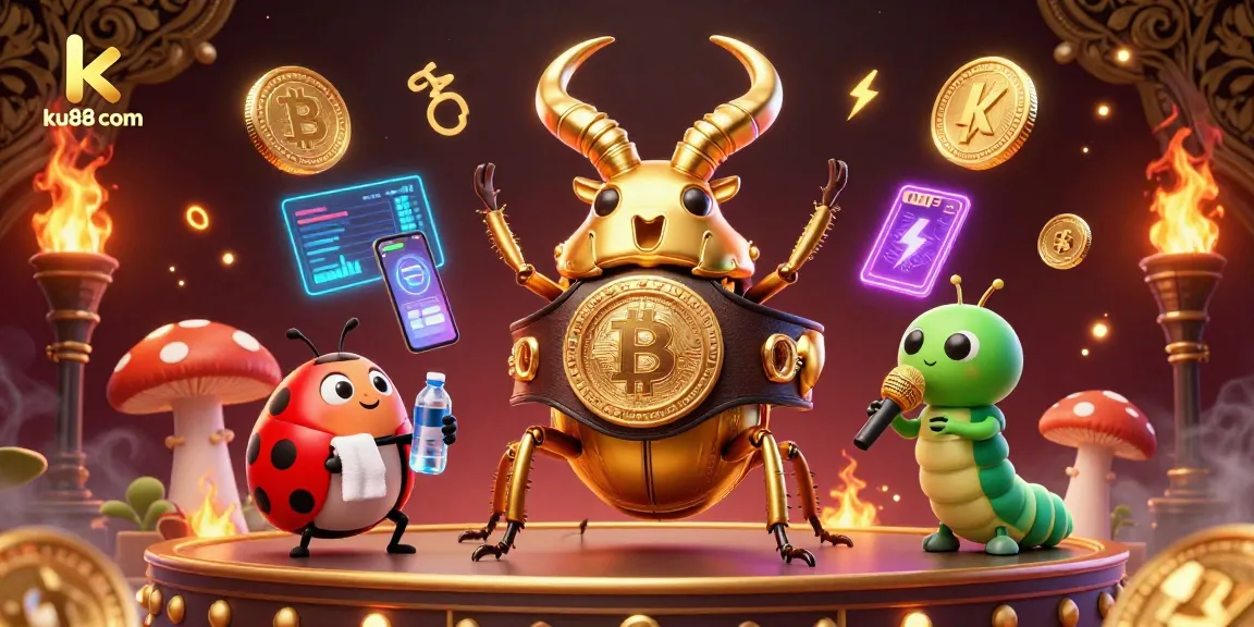 Bet and win with ku88 com in a vibrant casino showdown featuring a boxing stag beetle.
