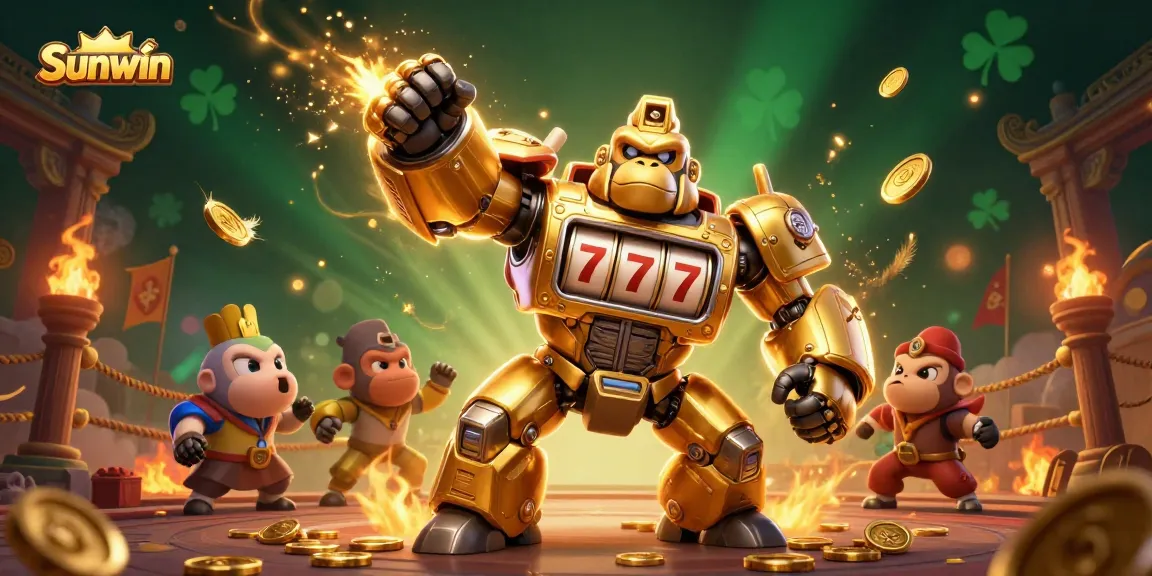 Experience the thrill of Sunwin with lively characters and casino elements exploding in action.